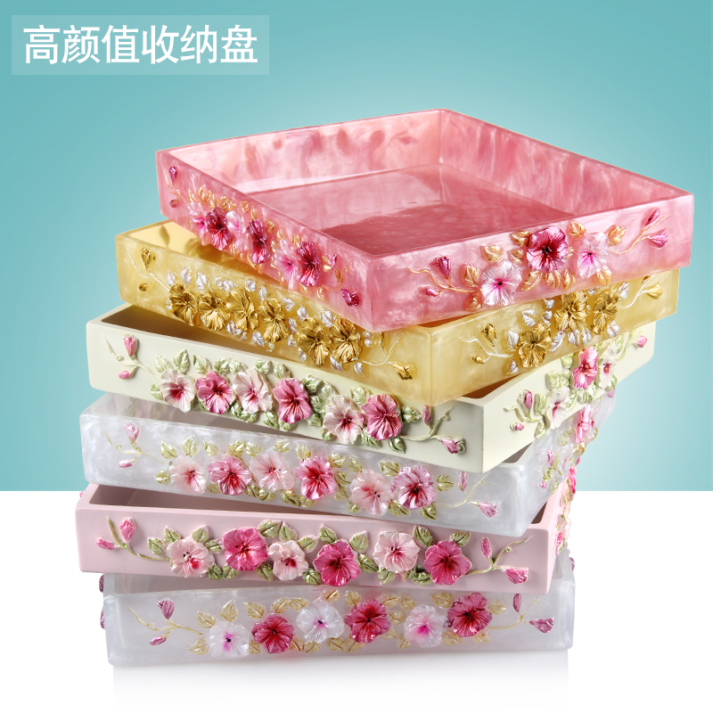 Cosmetic tray Nordic wash table light luxury dental set sundries storage tray home bathroom wash tray creative