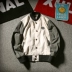 Xu Luoqi Đồng phục bóng chày phong cách Harajuku nam Nhật Bản retro khâu bóng chày đồng phục áo khoác hip hop áo khoác thủy triều ao khoac nam Đồng phục bóng chày