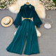 French-Style Elegant and Gentle Retro Stand-Up Collar Lantern Sleeve Waist-Cinching Slimming Wide-Leg Jumpsuit Fashion Romper