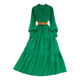 Stand-up collar puff sleeve a-line dress seaside holiday desert large swing long skirt Thailand travel Bali beach skirt