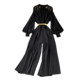 French-Style Elegant and Gentle Retro Stand-Up Collar Lantern Sleeve Waist-Cinching Slimming Wide-Leg Jumpsuit Fashion Romper