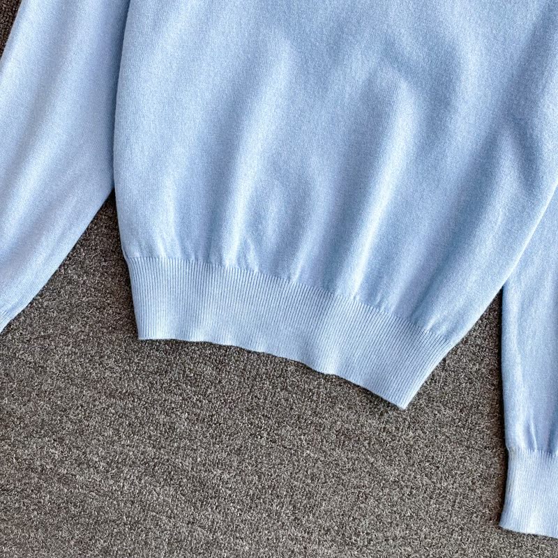 2021 autumn and winter Korean version new design sense chain slim knit sweater foreign style short long sleeve top