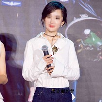 Cotton shirt long sleeve 21 spring and summer new star Fan Bingbing Yang Mi same embroidered loose casual top female Joker