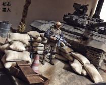 1 16 1 18 3 75 inch soldiers dark source acid rain war old sandbag sandbag sandbag World War II scene platform model