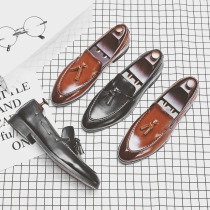 New British casual all-round work lazy edition beanie shoes Youth pointed toe one foot set foot small leather shoes mens tide