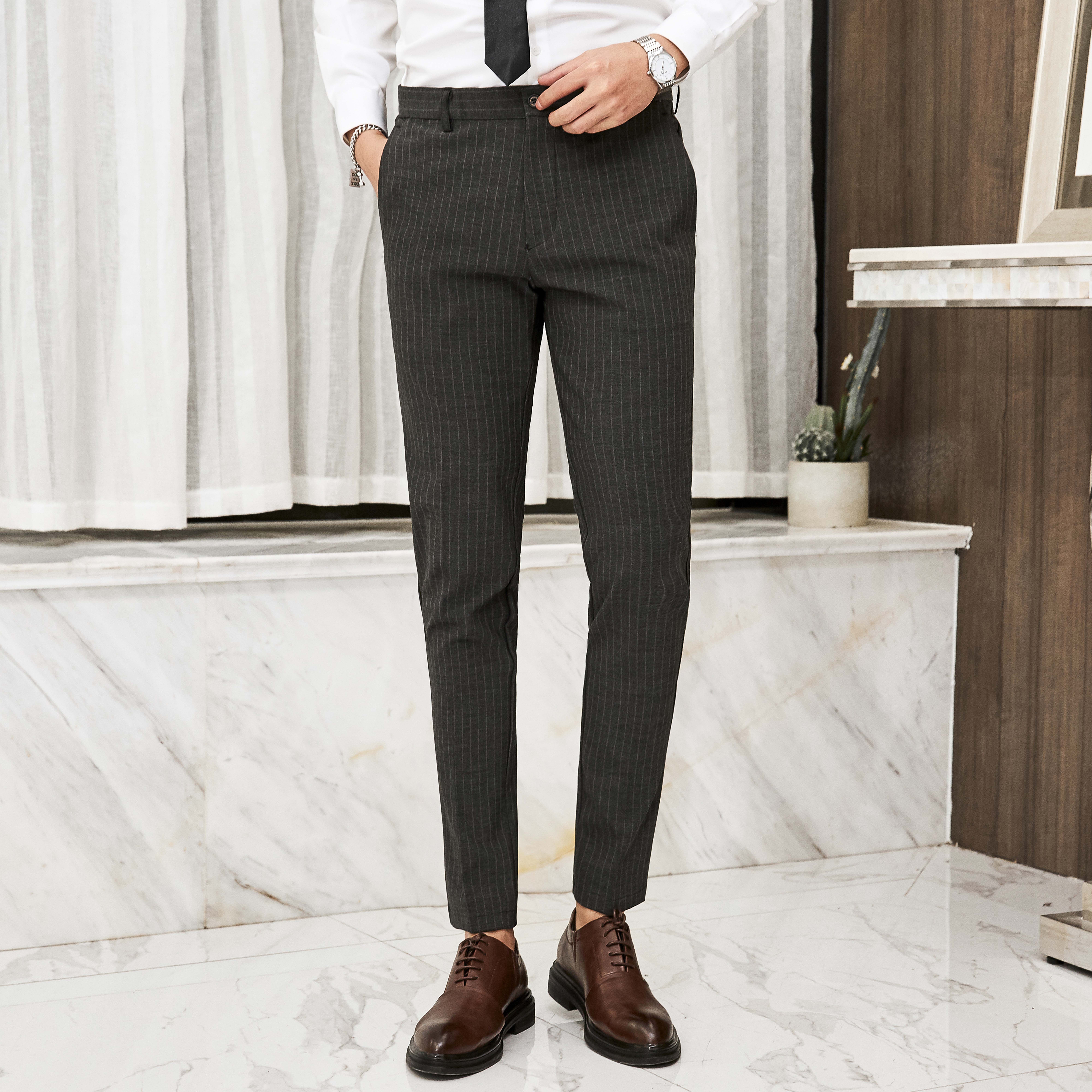 Strip pants men and Korean edition trend mens pants and pants pants business career dress suit suit small pants