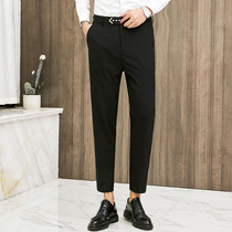Mens slim nine-point pants Summer thin fashion casual hanging small feet straight suit pants Business wild trousers