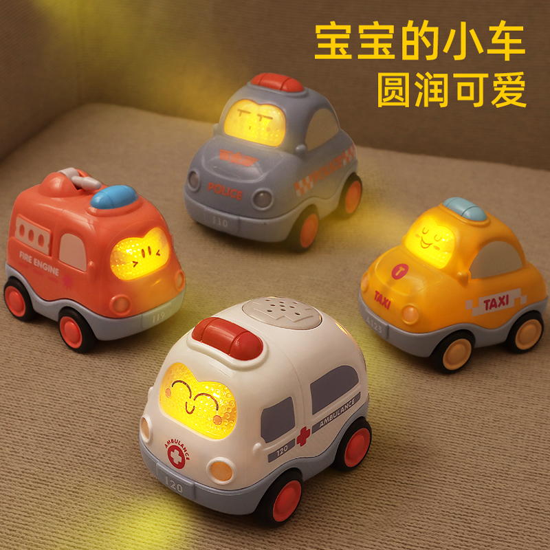 Inertia pull back children's toy car sound and light children's educational baby toddler car toy boy 0-1-2 years old