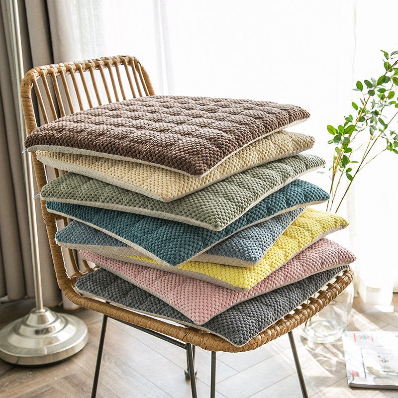 Simply Nordic plush chair mat thickens removable chair mat modern cloth sedentary office chair cushion pure color