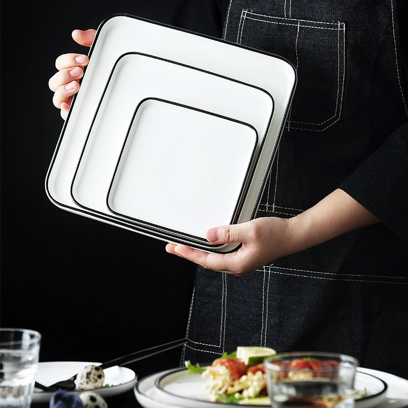 Douyin net người nổi tiếng bộ đồ ăn cùng phong cách Tây đĩa bít tết dao và nĩa đầy đủ bộ đĩa hộ gia đình Đĩa ăn sáng kiểu Bắc Âu - Đồ ăn tối