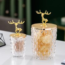 Nordic Glass Toothpick Cylinder Mesh Red Cotton Sign Cylinder Creative Personality High-end Toothpick Box Light Lavish Home Containing Box Swing Piece