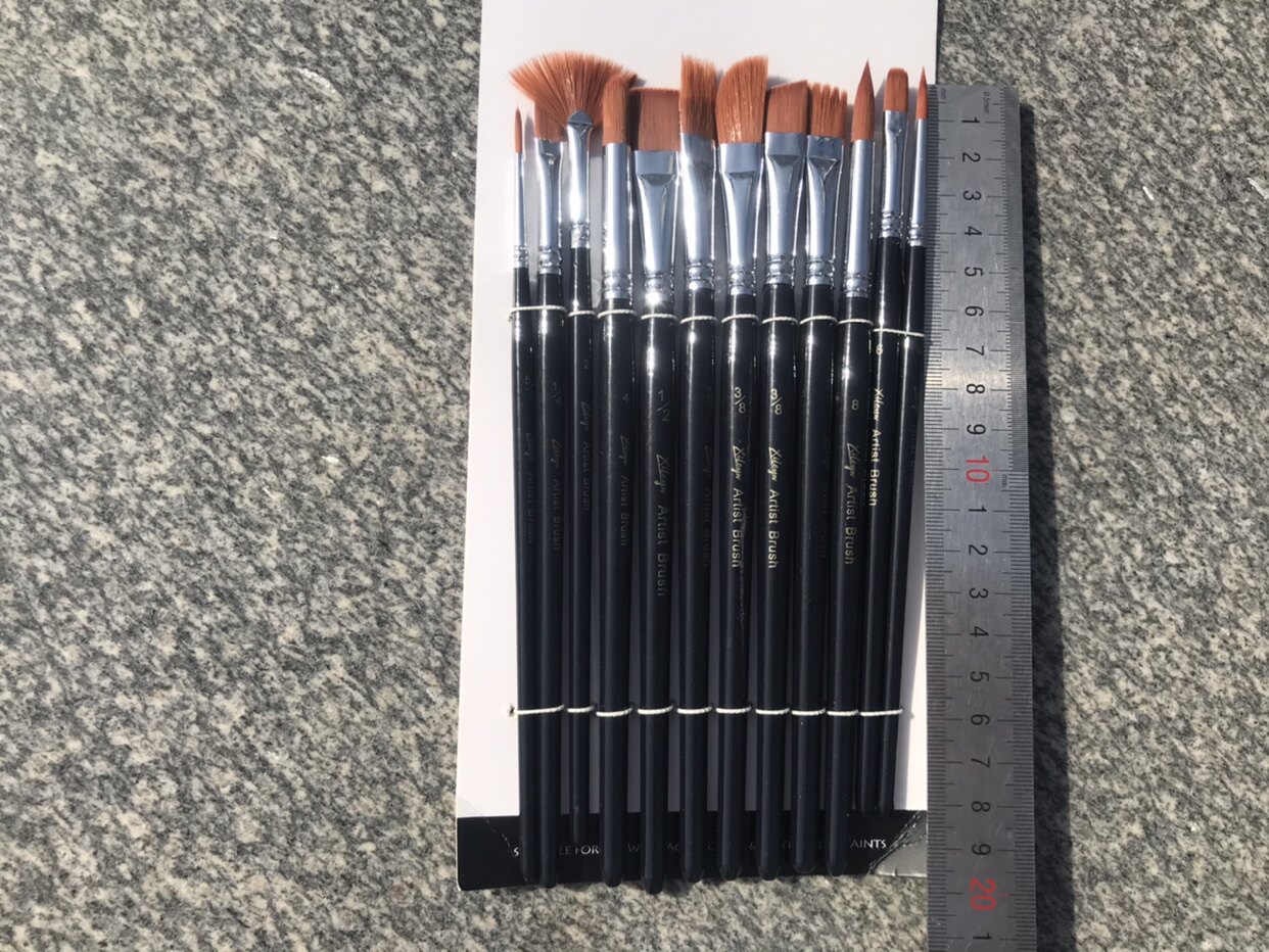 New fine art water powder watercolor propylene short pole brush 12 support-Taobao