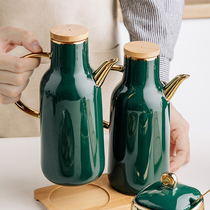Nordic high-value light luxury ceramic oil pot without hanging oil with lid Vinegar pot Seasoning bottle Oil bottle Vinegar bottle set for restaurant use