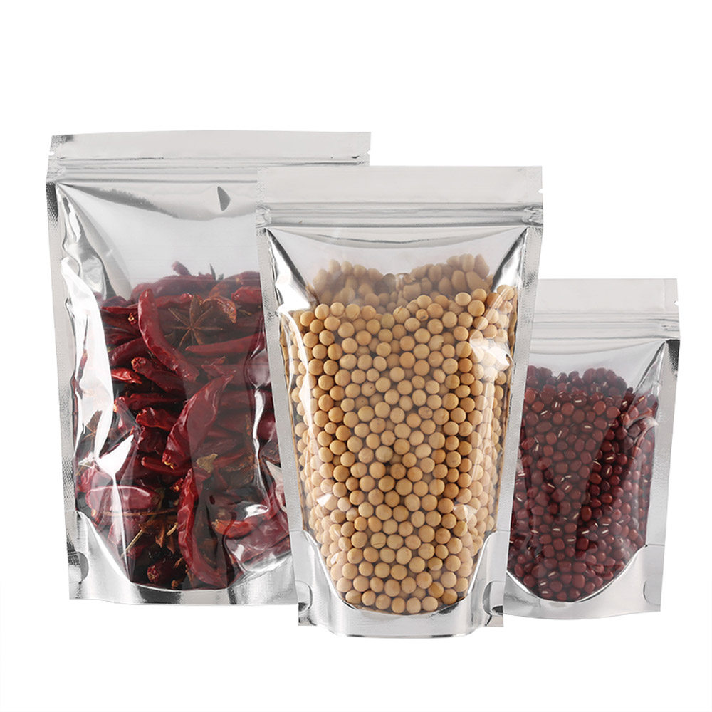 Aluminum-plated yin and yang self-supporting self-sealing bag beans sub-package sealed bag three-dimensional bottom-sealed bag grains and miscellaneous grains packaging bag