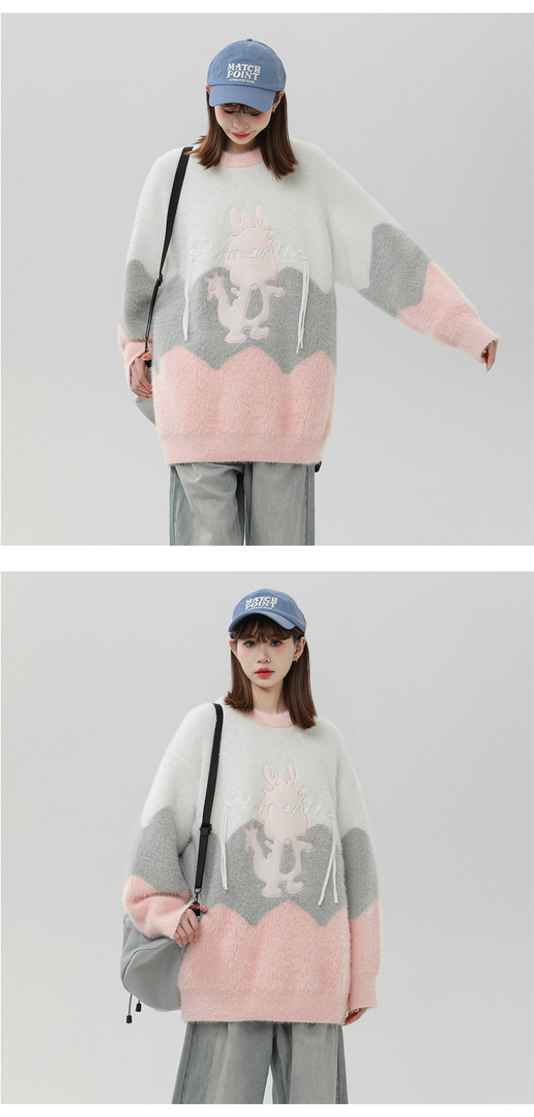 2023 Autumn/Winter Thickened Arctic Velvet Knitwear Little Dragon Man Color Block Sweater SM215-P78_voghion.com