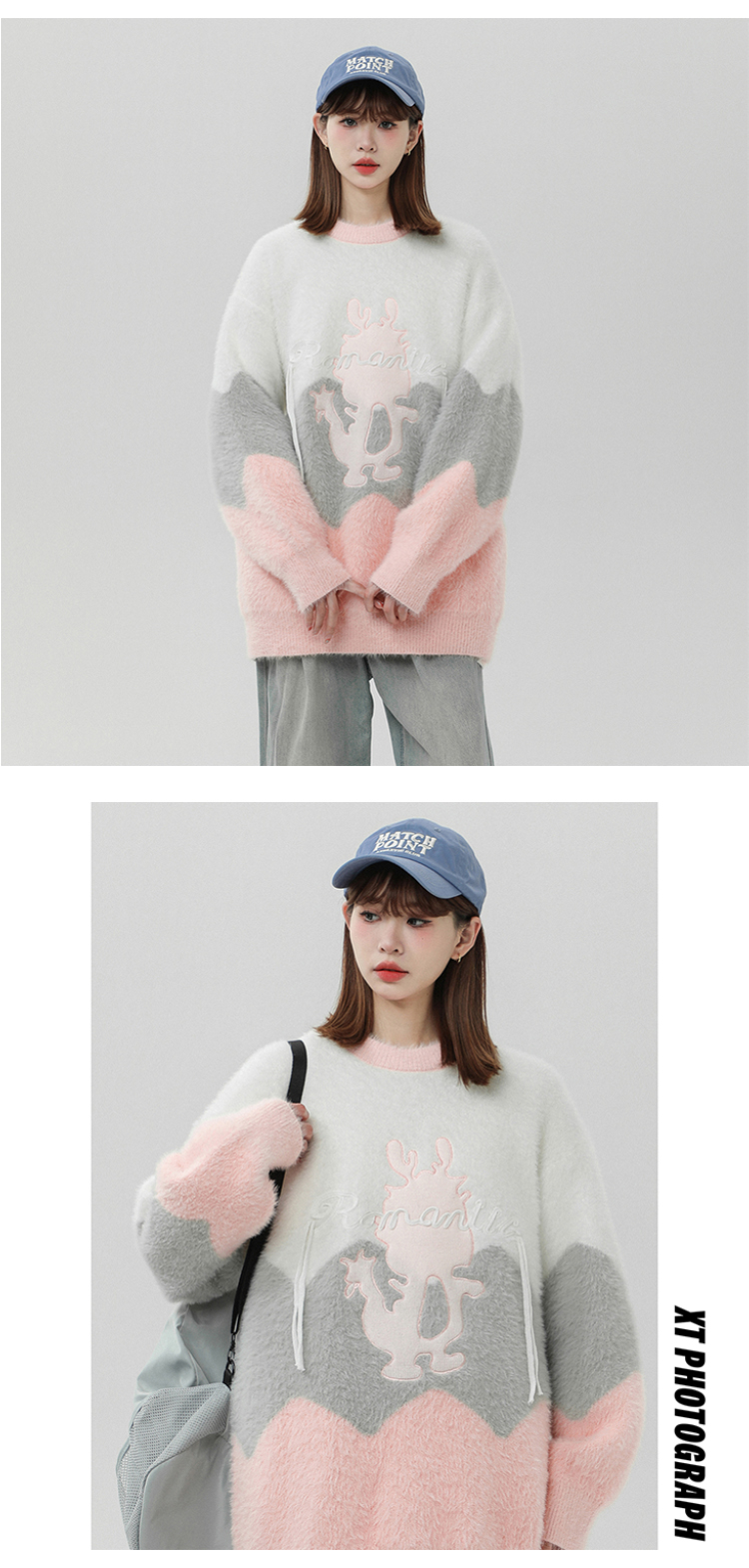 2023 Autumn/Winter Thickened Arctic Velvet Knitwear Little Dragon Man Color Block Sweater SM215-P78_voghion.com