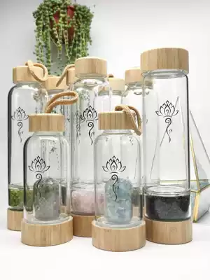 And beauty Crystal Cup obsidian amethyst purple black tourmaline olive green