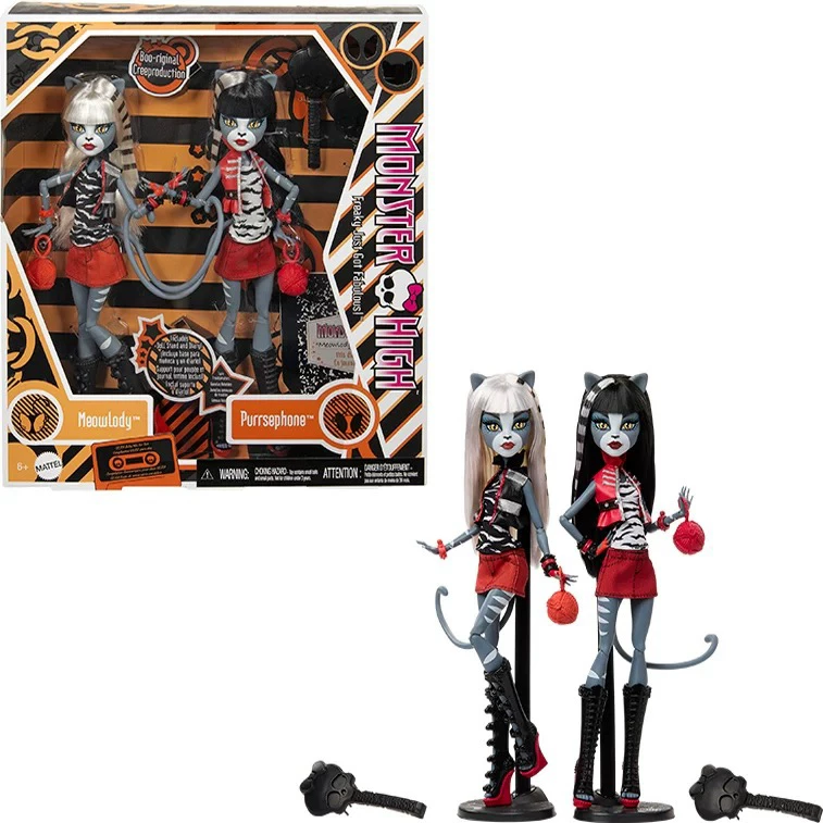 Кукла Monster High First Generation 2025, двойная серая кошка, варианты 15–30 см