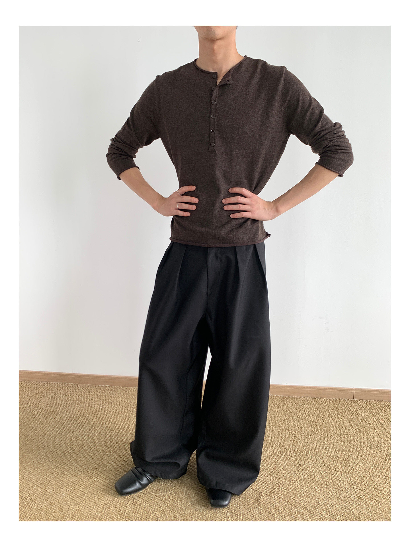 MION Henley Knit Sweater