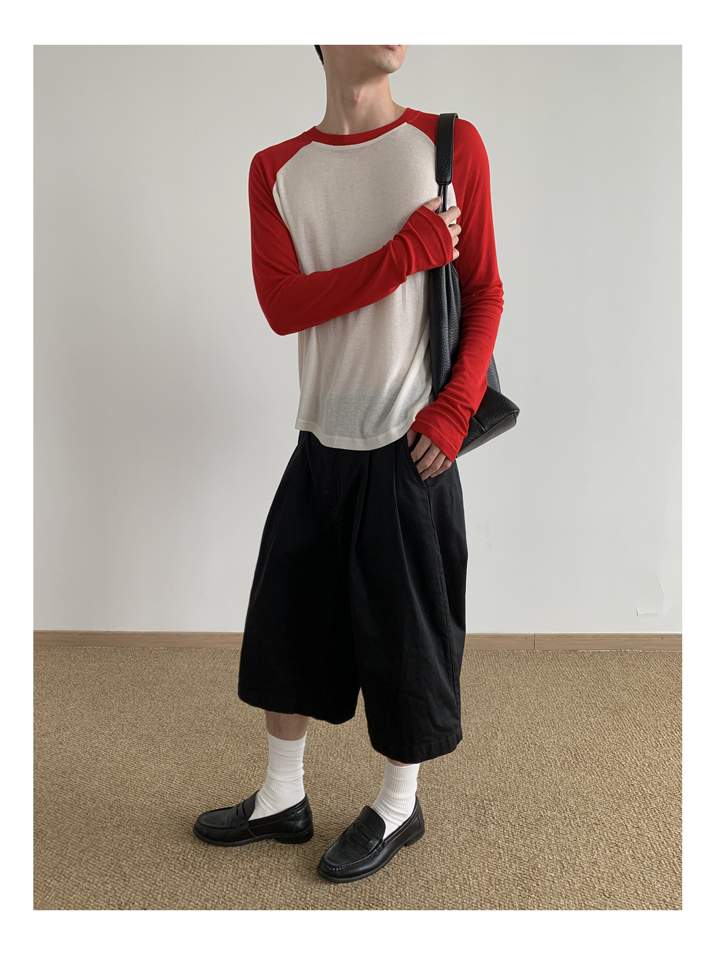 MION Cropped Raglan-Sleeve Crewneck Tee