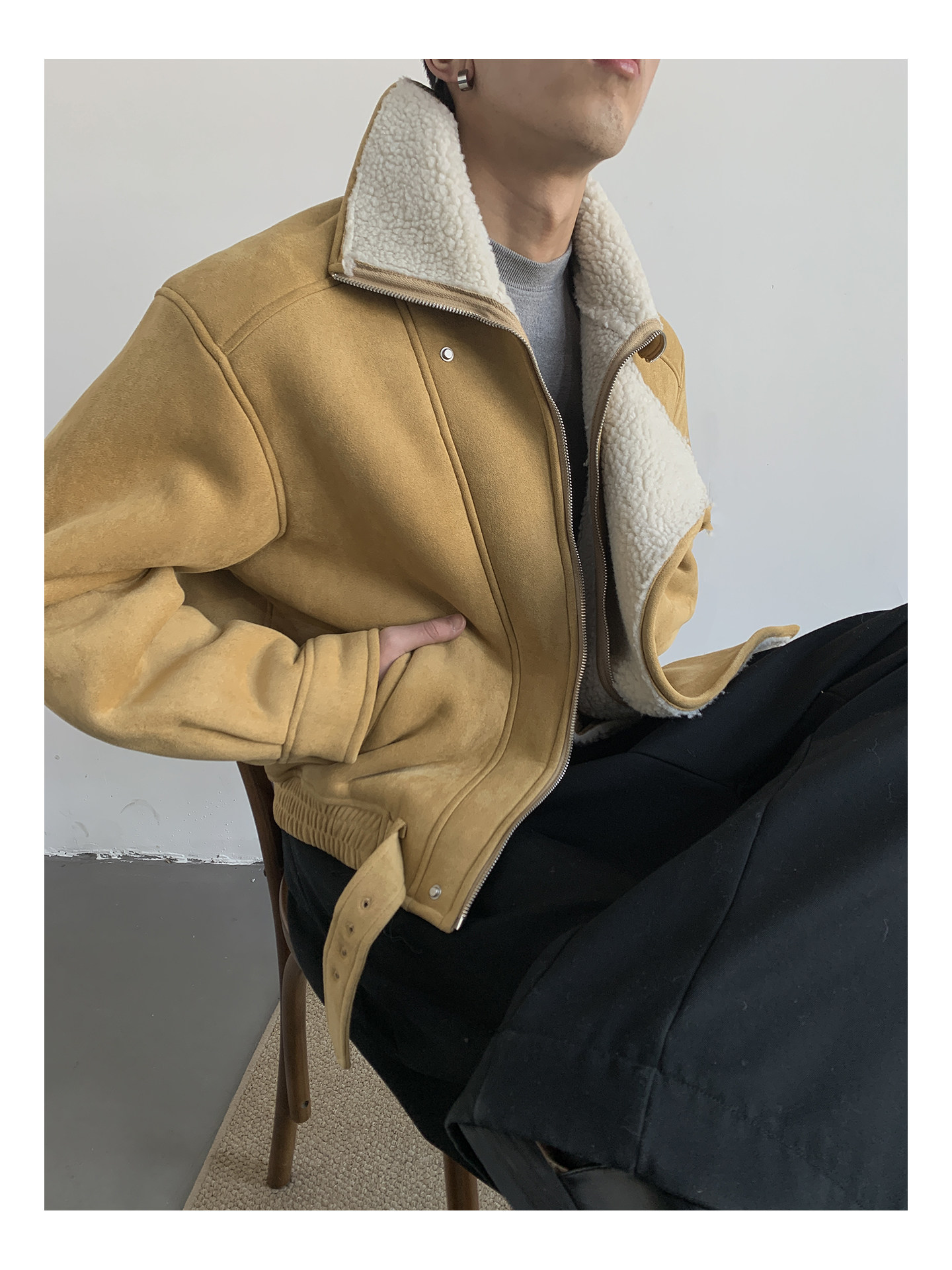 MION Fur-Lined Cropped Coat
