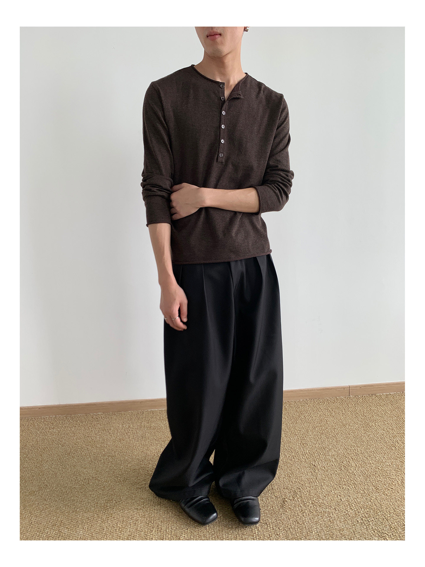 MION Henley Knit Sweater