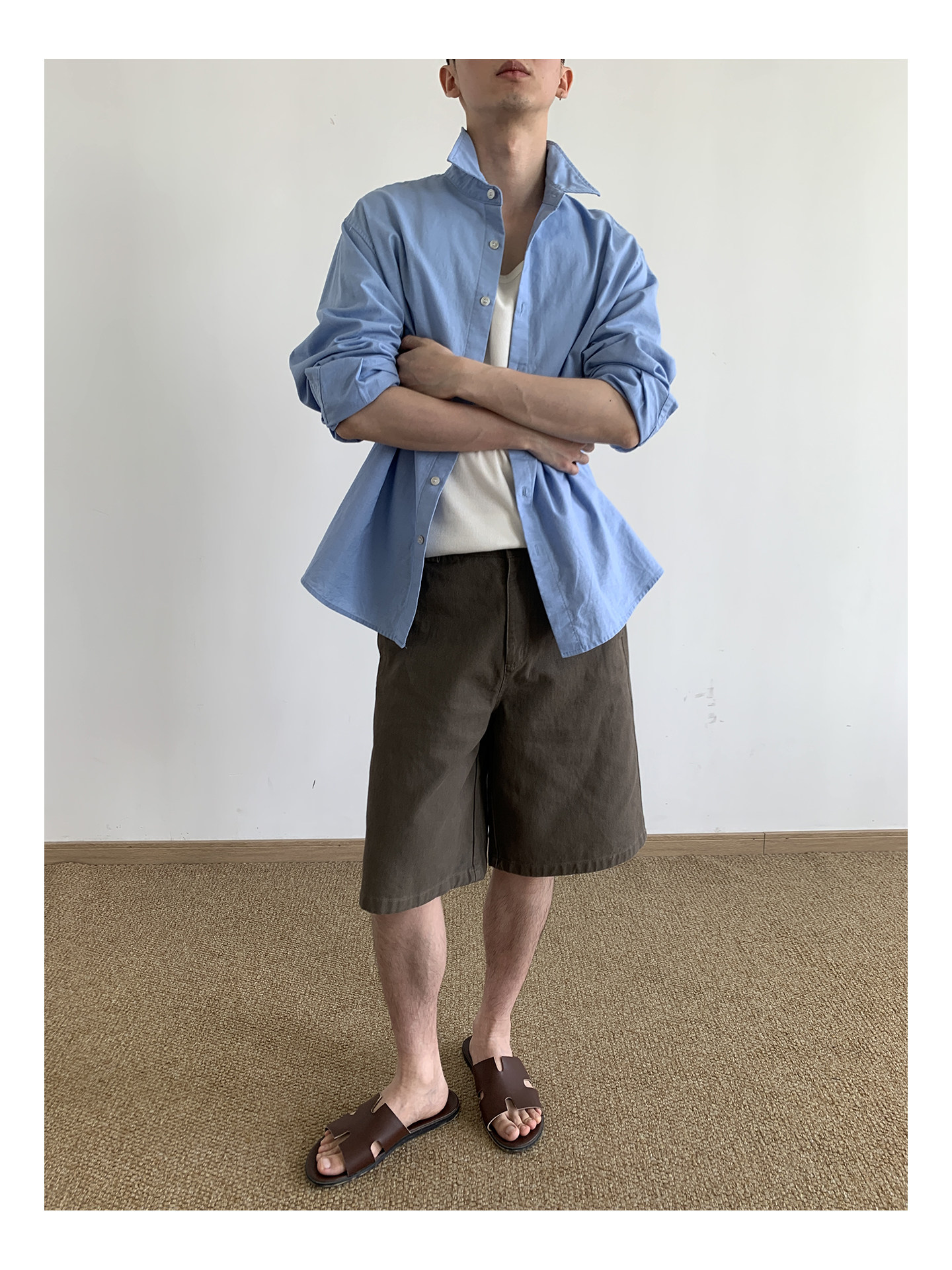 MION Blue Linen Loose Shirt