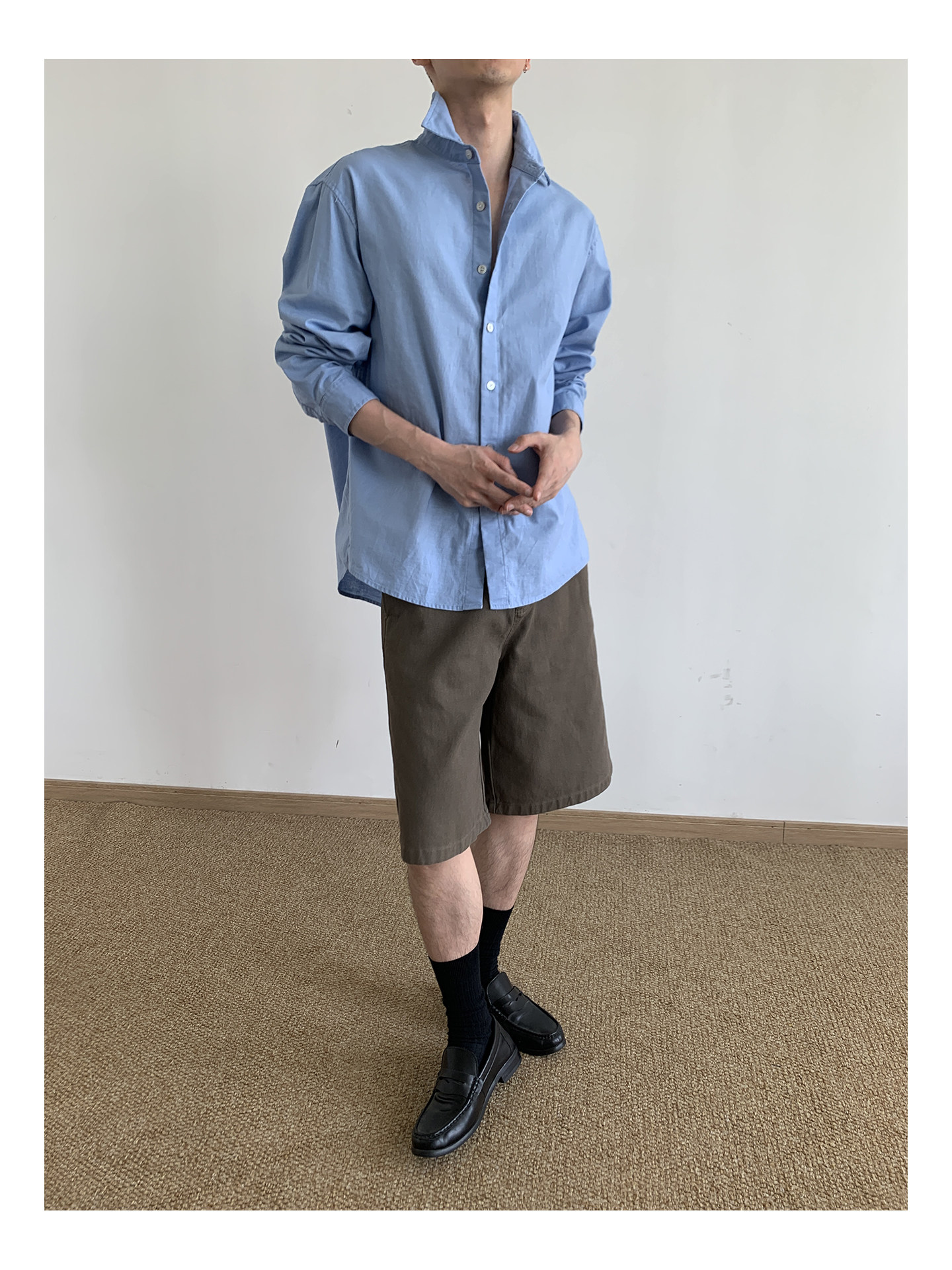 MION Blue Linen Loose Shirt
