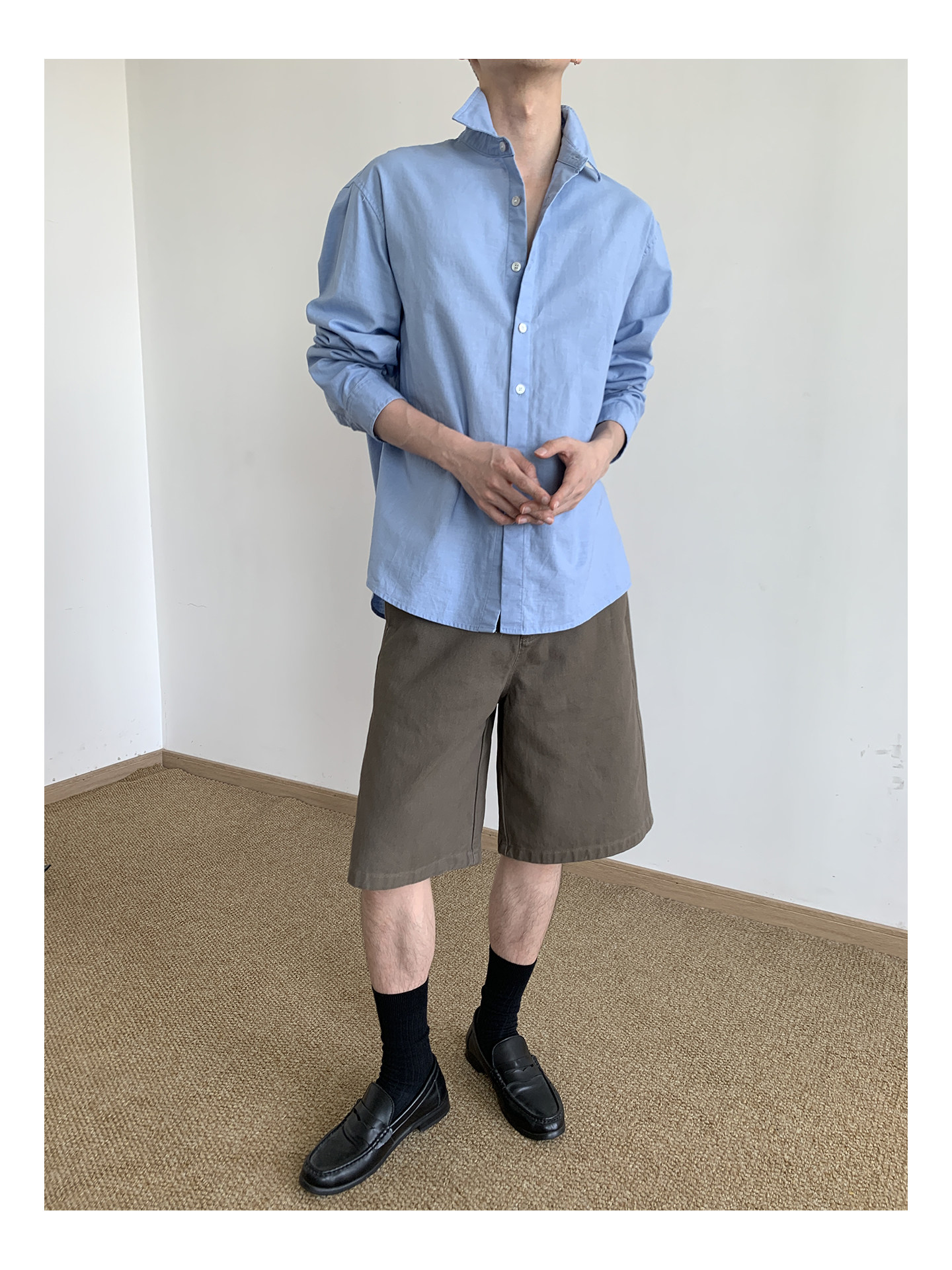 MION Blue Linen Loose Shirt
