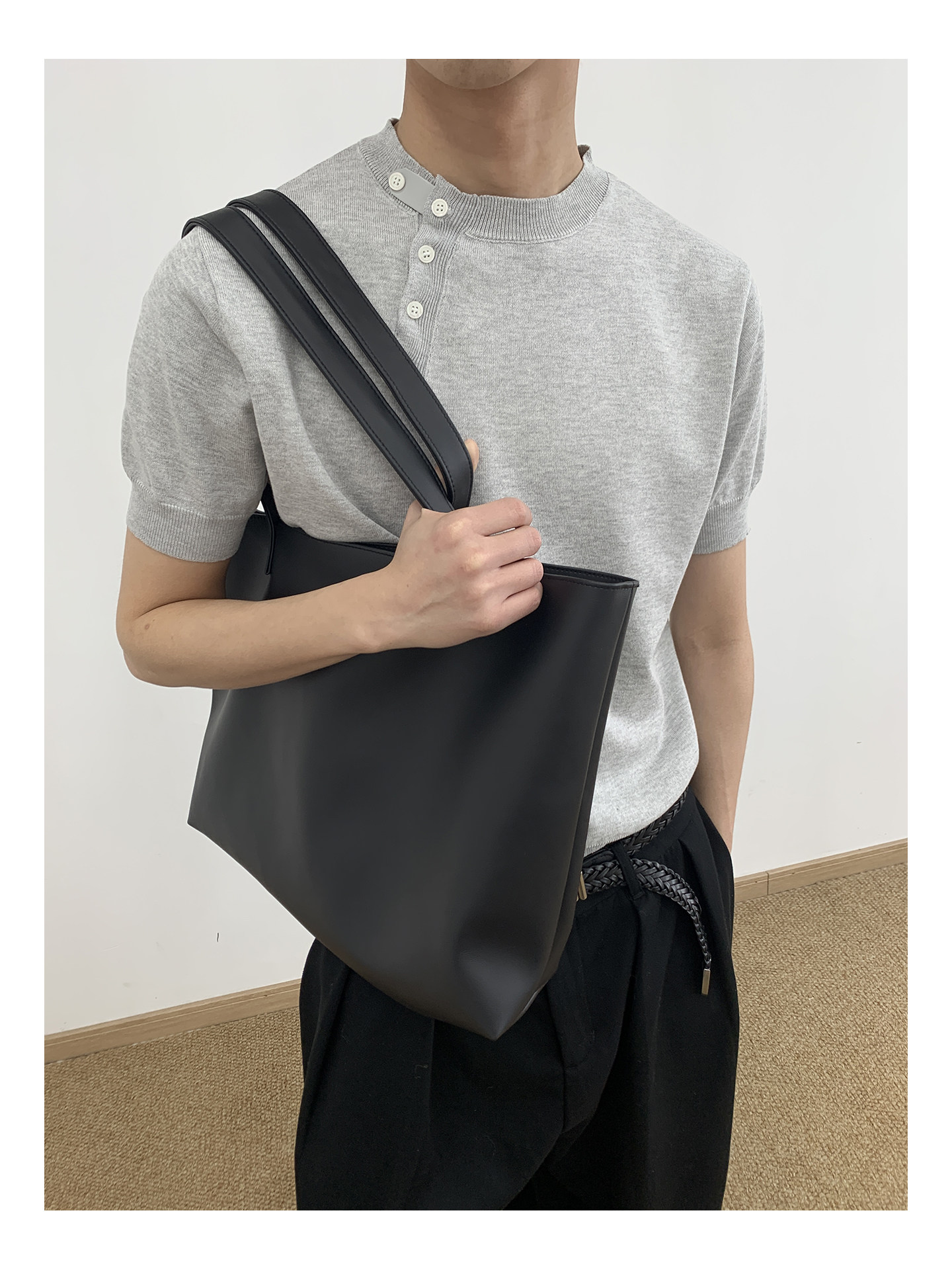 MION Asymmetric Button Knit Tee