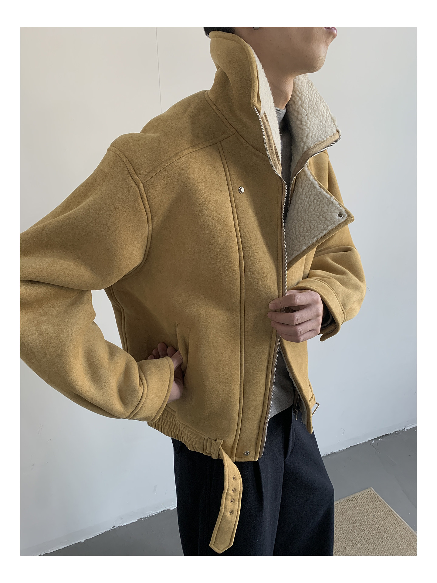 MION Fur-Lined Cropped Coat