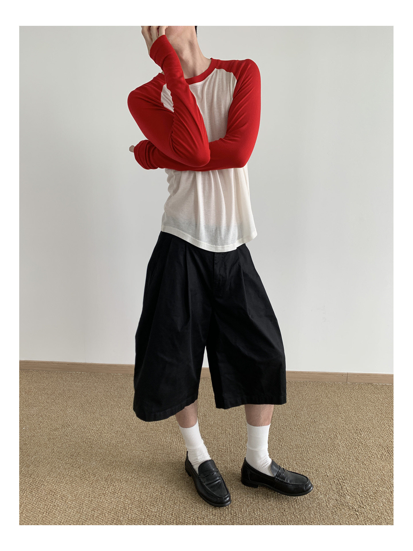 MION Cropped Raglan-Sleeve Crewneck Tee