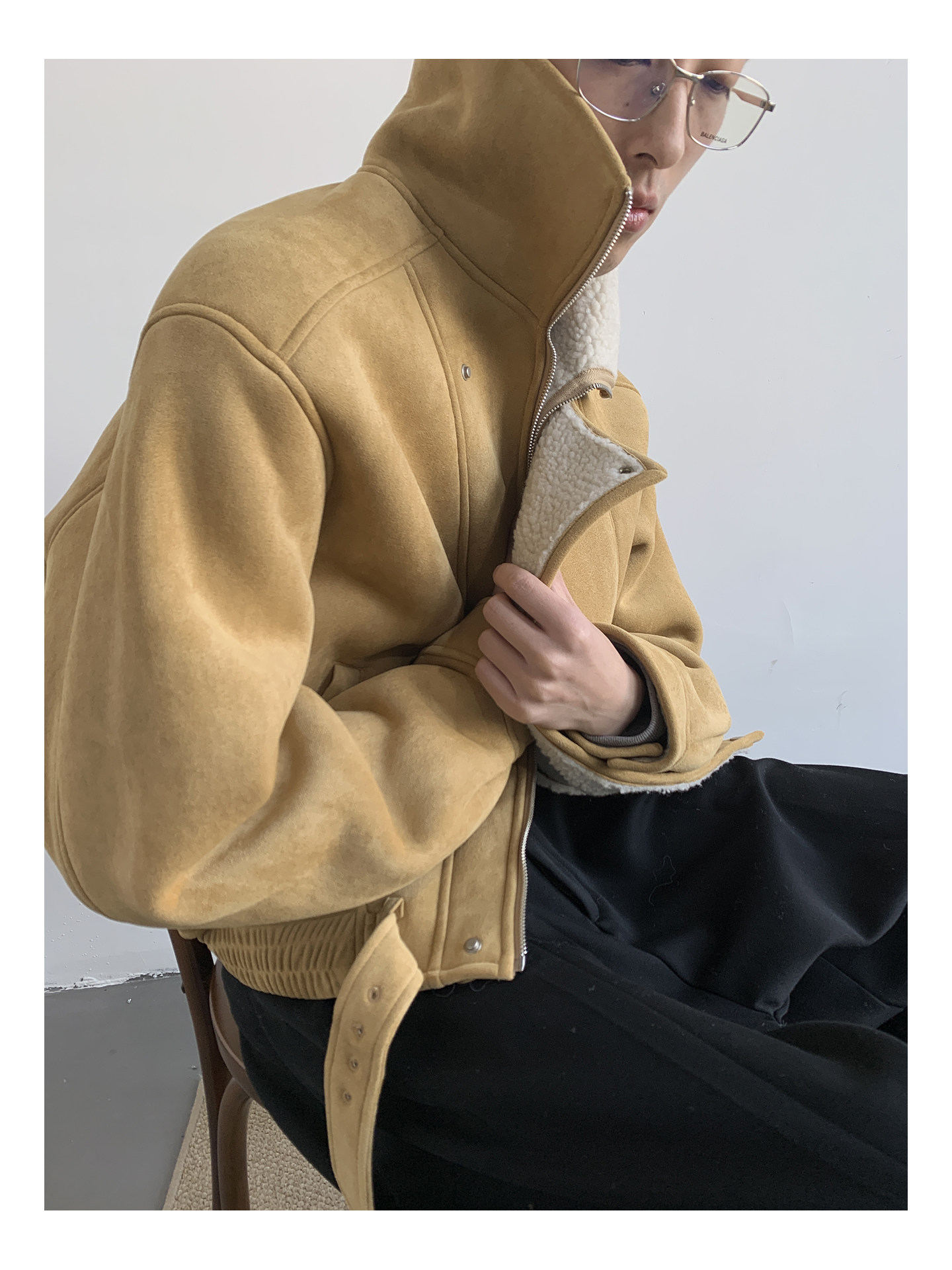 MION Fur-Lined Cropped Coat