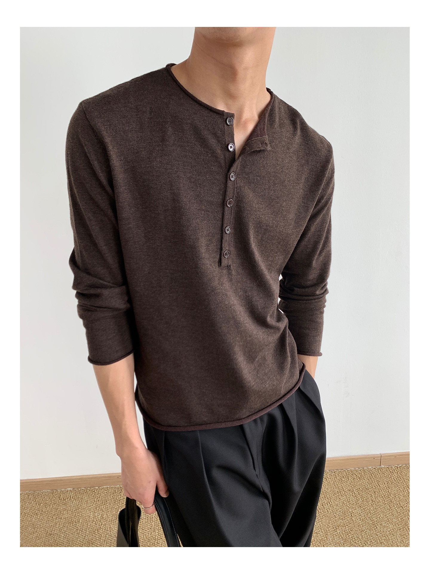 MION Henley Knit Sweater