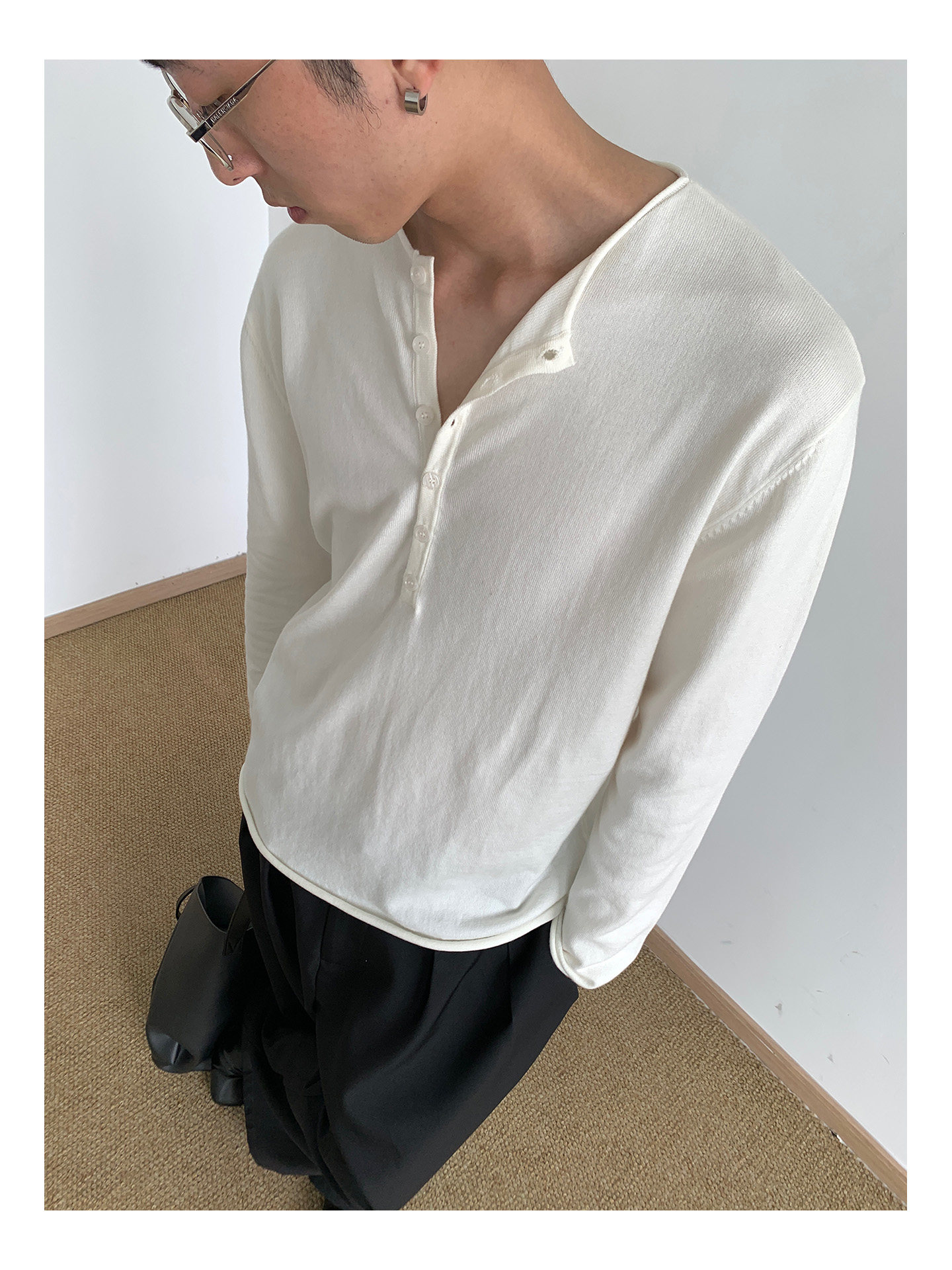 MION Henley Knit Sweater
