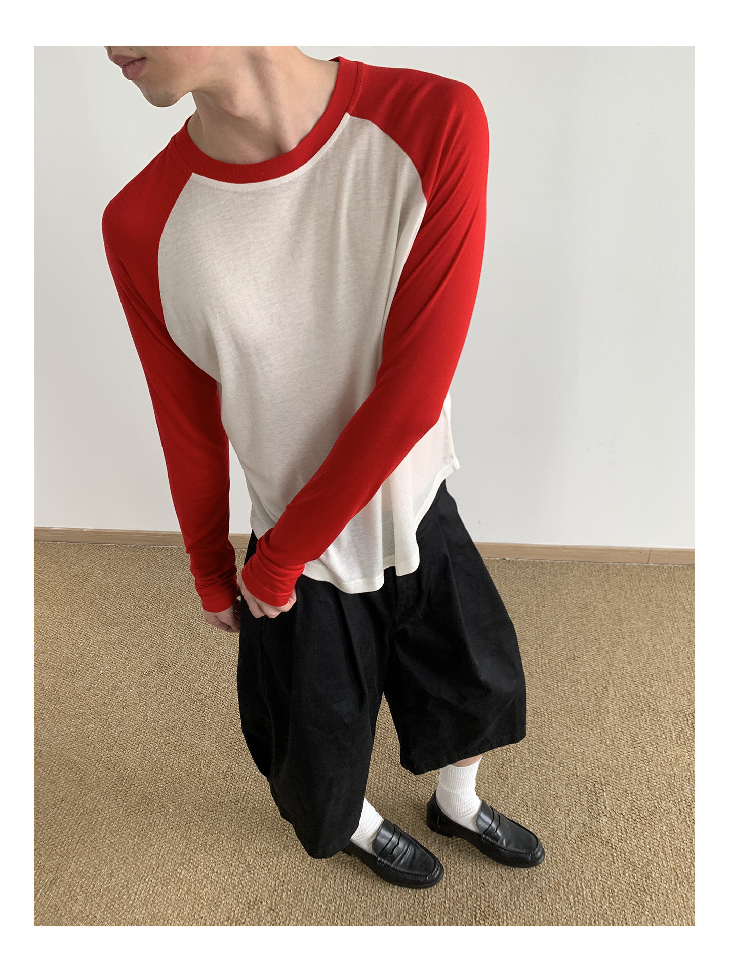 MION Cropped Raglan-Sleeve Crewneck Tee