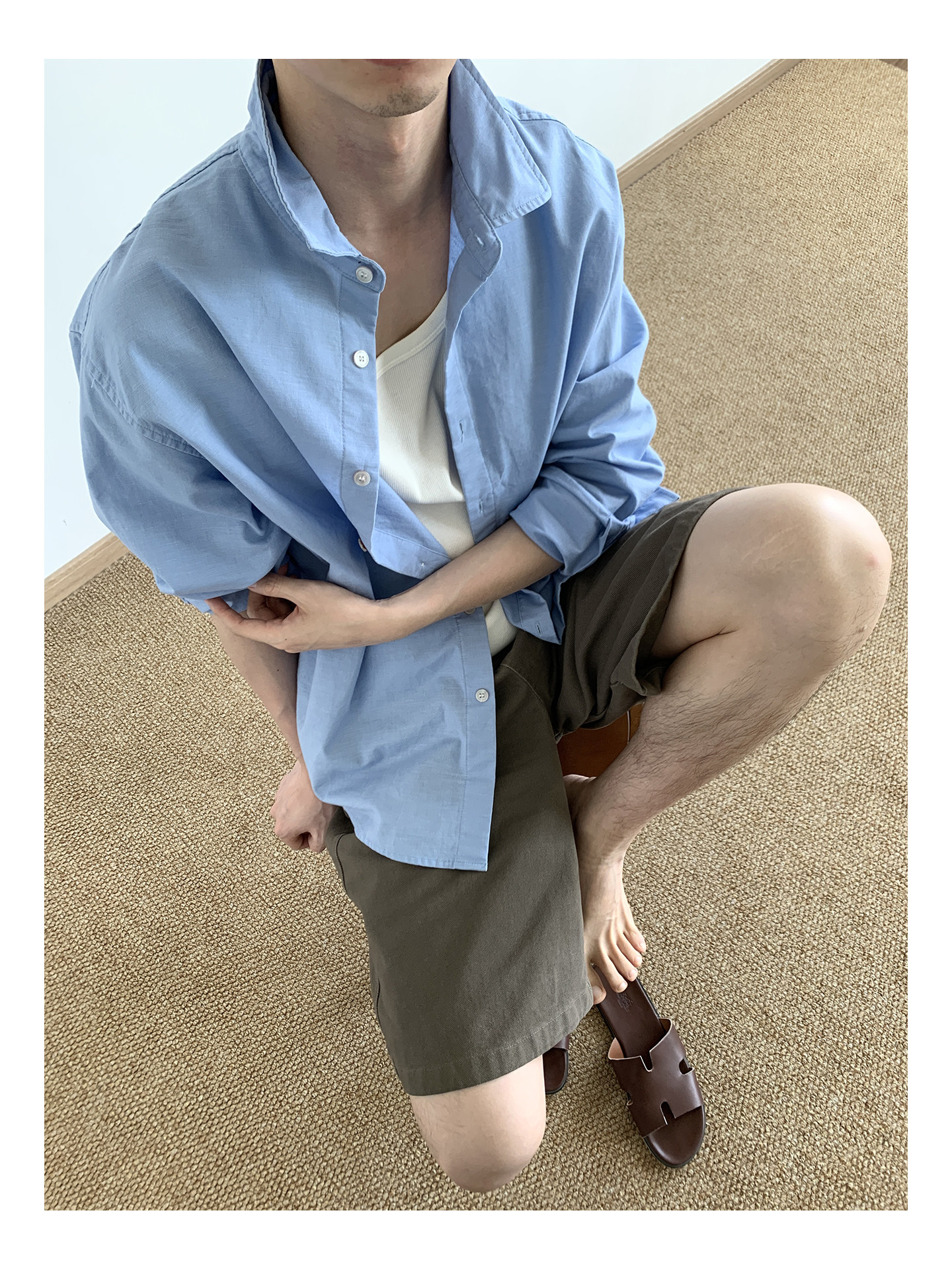 MION Blue Linen Loose Shirt