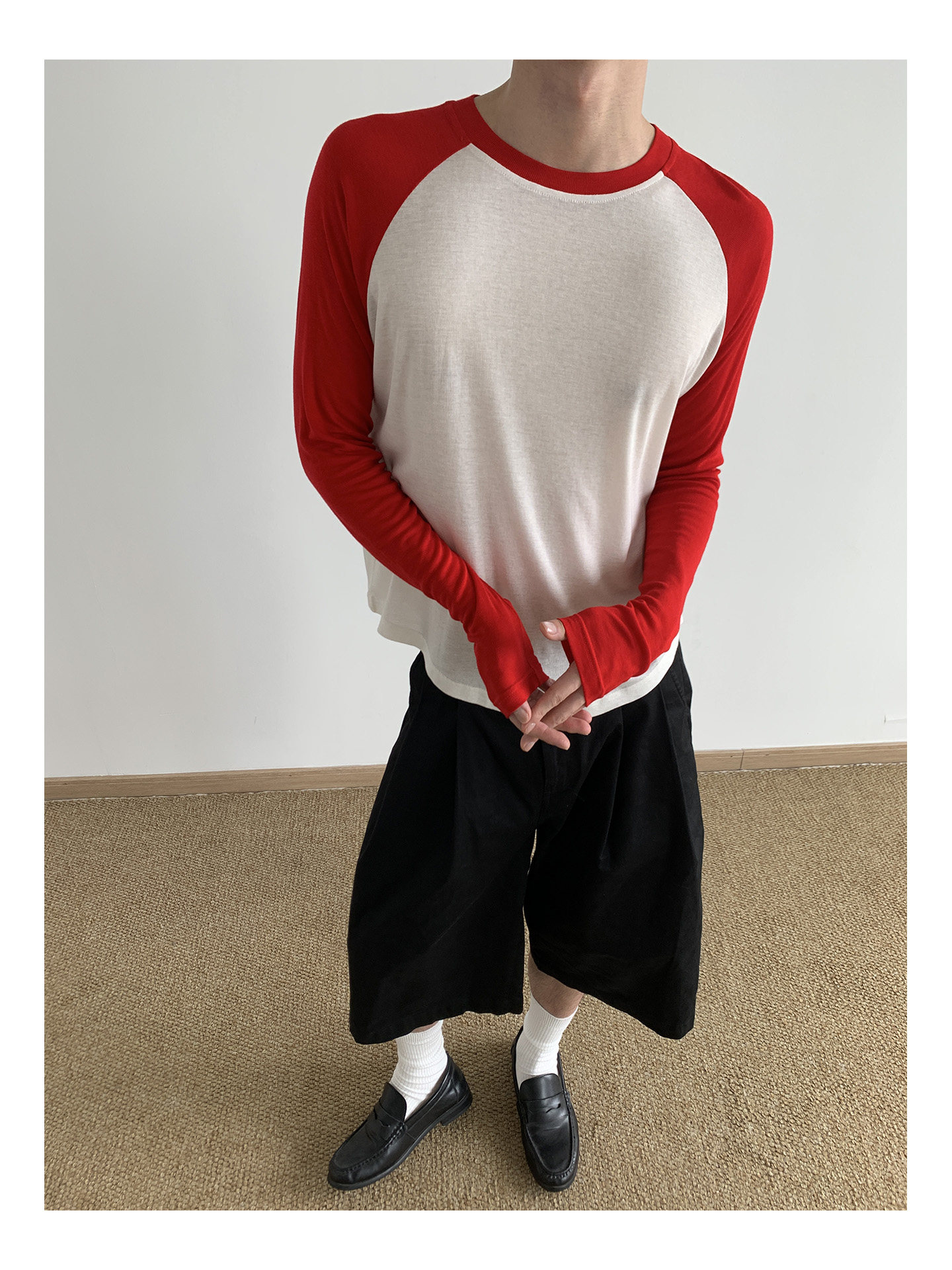 MION Cropped Raglan-Sleeve Crewneck Tee