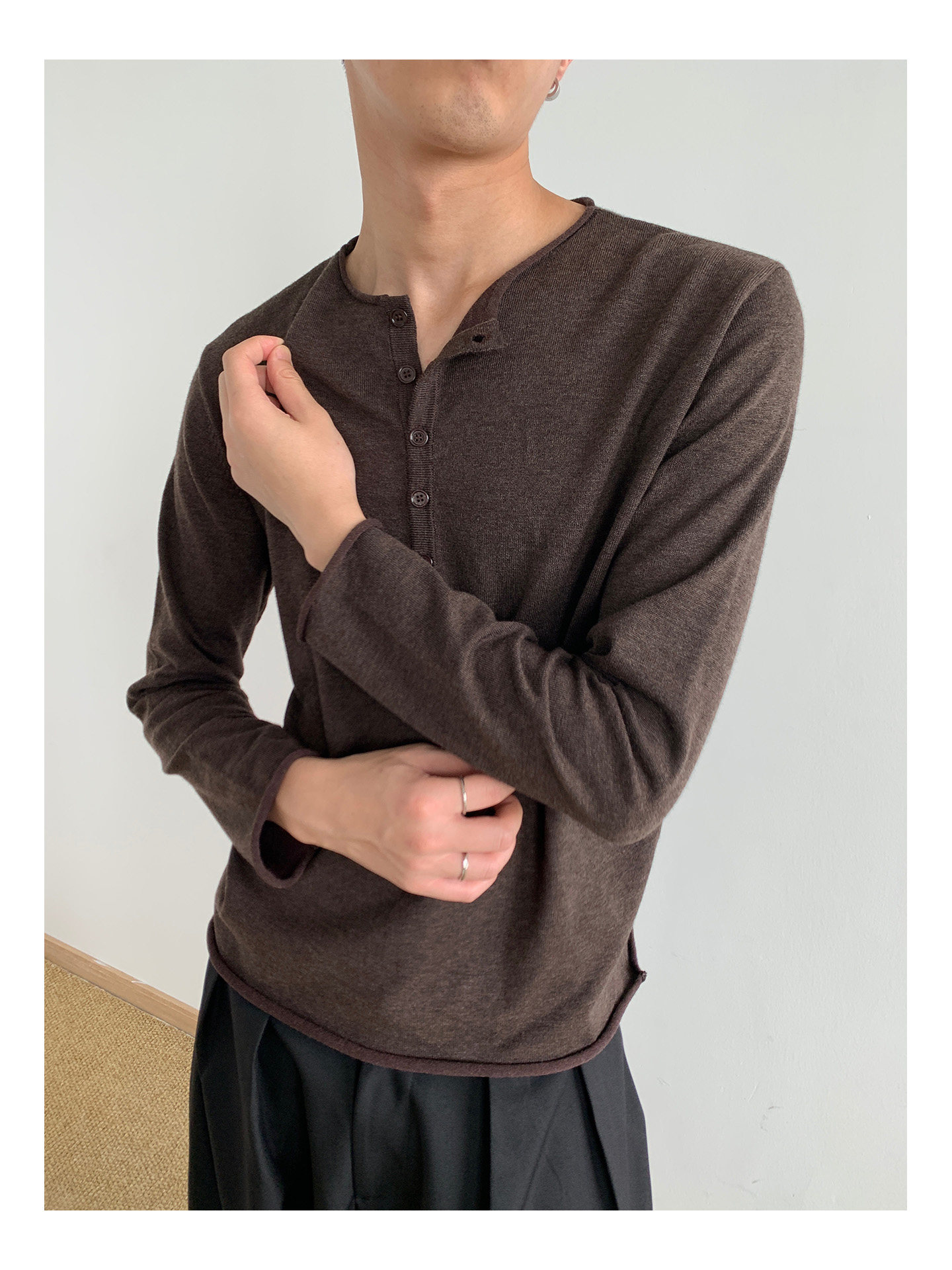 MION Henley Knit Sweater