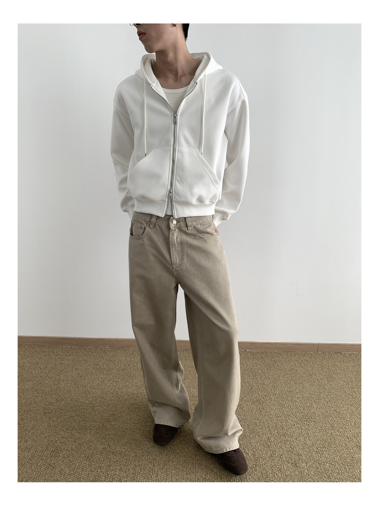 MION Cropped 435g Zip-Up Hoodie