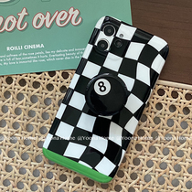 Yoona Home tide cool black and white checkerboard No. 8 Billiard stand for 12Pro max Apple 11 phone case