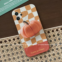 Yoona Home pumpkin color checkerboard for iPhone12PRO max Apple 11 phone case Holder