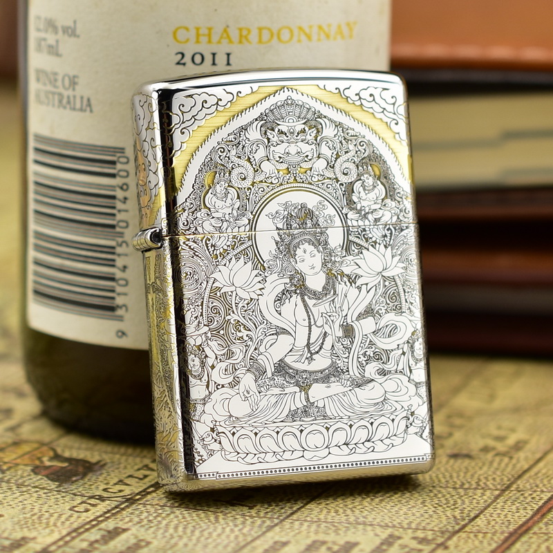 Zippo's treasure windproof lighter mirror bicolor five faces engraving whiteness mother father boy day gift