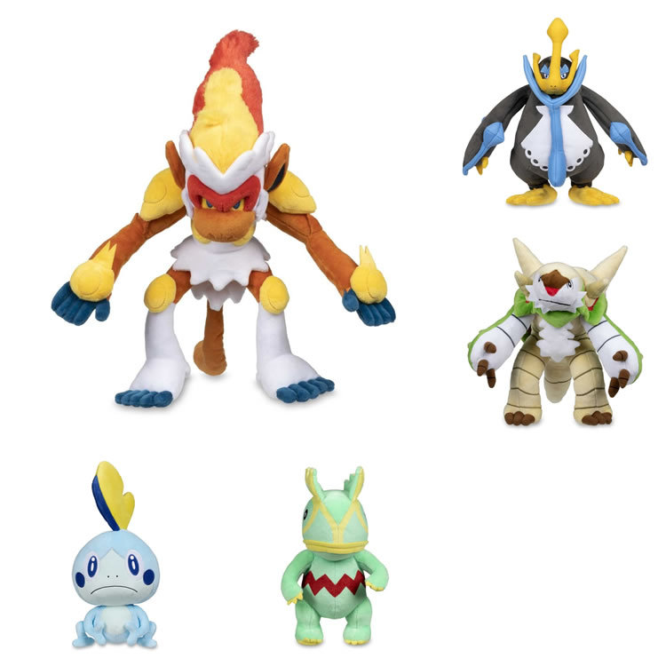 American Version of Pokémon Center Original Plush Toys: Pyroar, Kingler, Laprick, Tearstingue, and Shiny Charizard