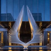 Stainless steel landscape sculpture sketch spot public space art ornaments urban garden municipal engineering soft decoration