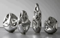 Stainless steel sculpture small ornaments abstract scenery stone spot small landscape flow pool decoration grass garden soft decoration