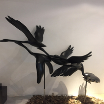 Metal crafts bird flowing water lucky stainless steel animal outdoor square large geese flying garden landscape sculpture