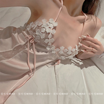 Orange Taste Meow: Private Room Beauty Summer Transparent Polo Dot Terrace Dorsal Harness Pyjamas Woman Ice Silk Sleeping Dresses Sweet Girl Sensation