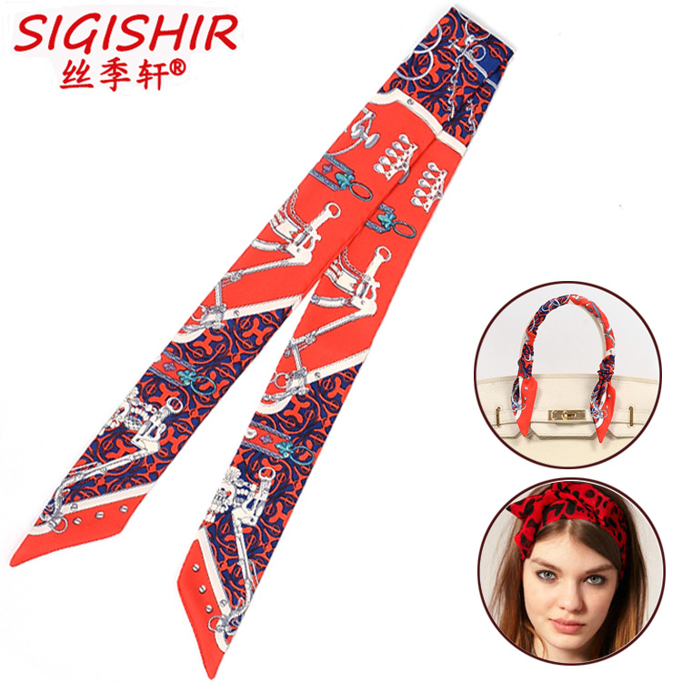 2 scarves lady/'s twilly ribbon handle tie stopper chain scarf S702 S704 S706