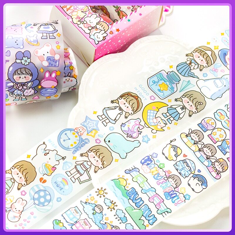 Controlled cartoon tape set pet waterproof cute girl tape and paper base collage hand account decoration